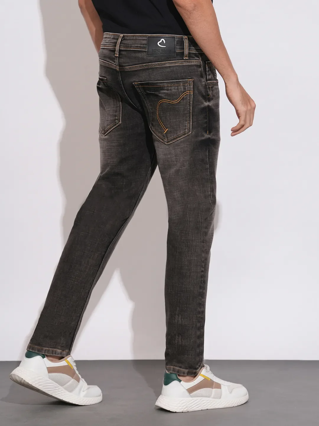 Grey Slim Fit Denims For Men By Being Human Clothing - Image 3
