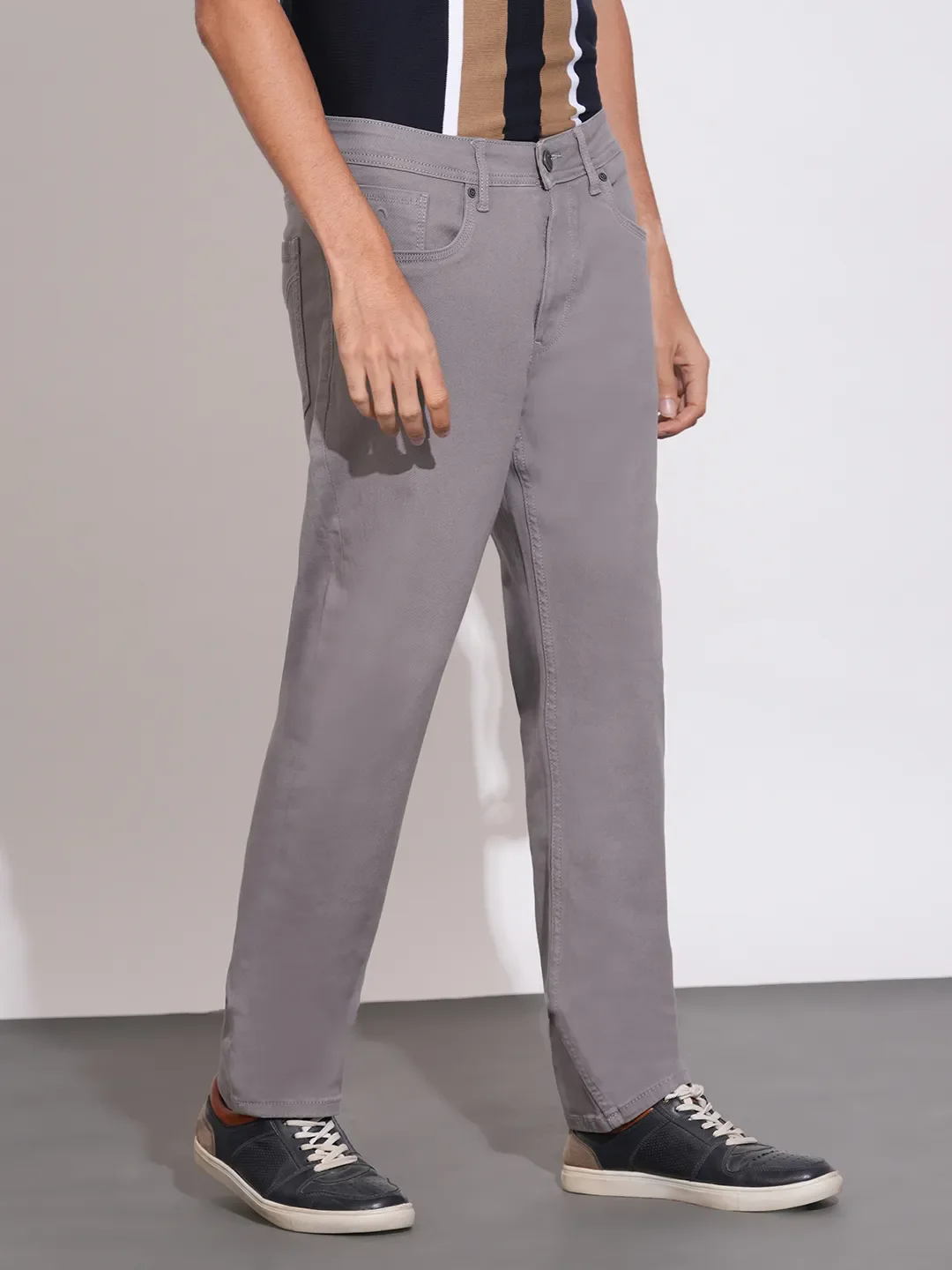 Grey Straight Fit Cotton Blend Men's Denims by Being Human Clothing - Image 2