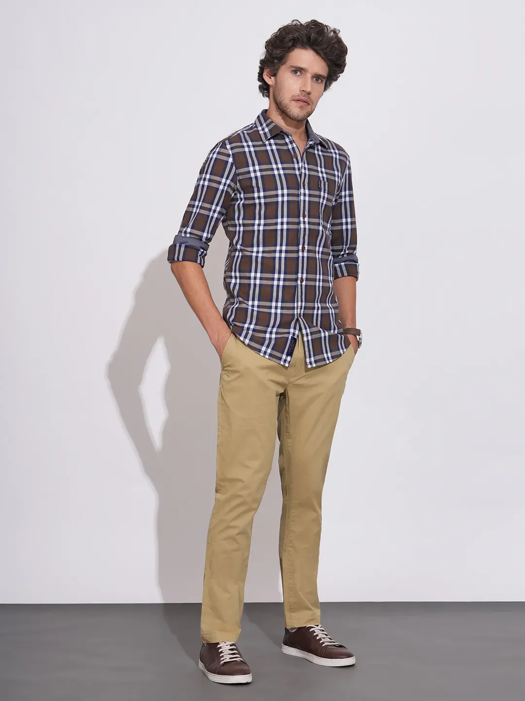 Khaki Regular Fit Chinos For Men By Being Human Clothing - Image 4