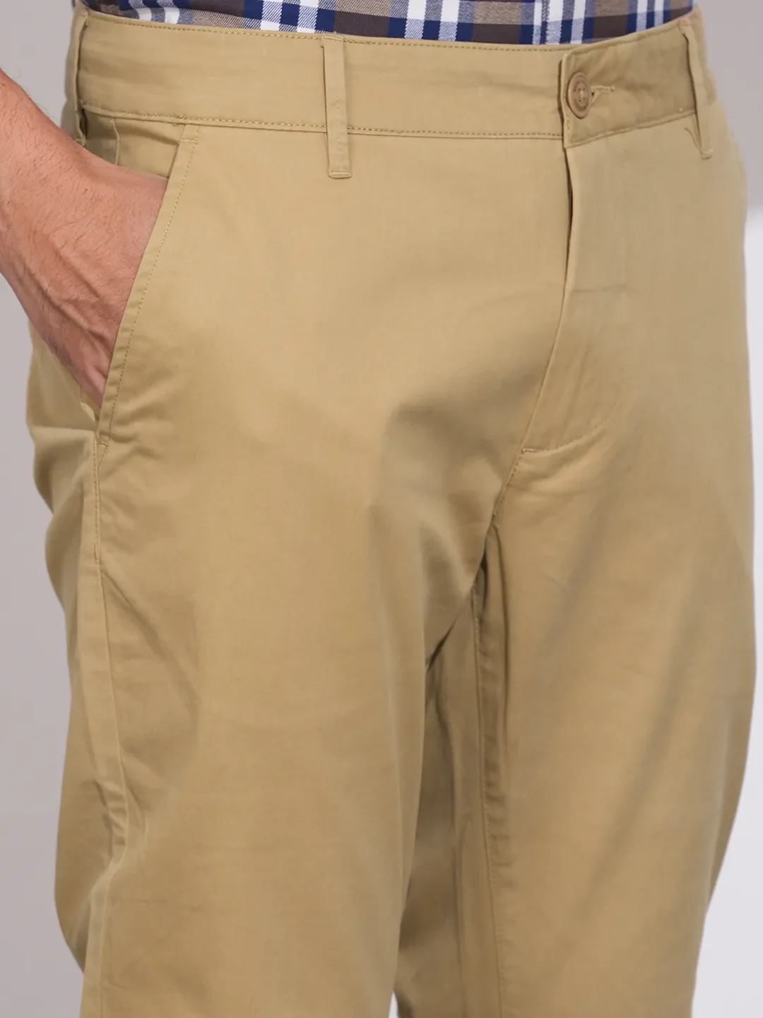 Khaki Regular Fit Chinos For Men By Being Human Clothing - Image 5