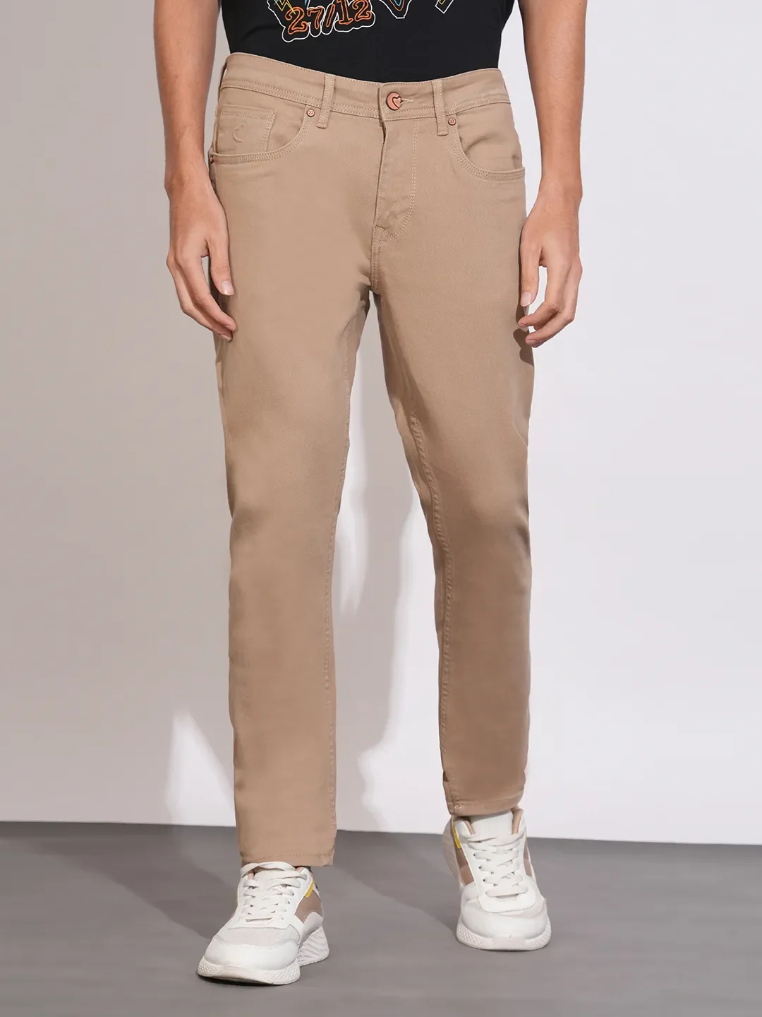 Khaki Slim Fit Denims For Men By Being Human Clothing