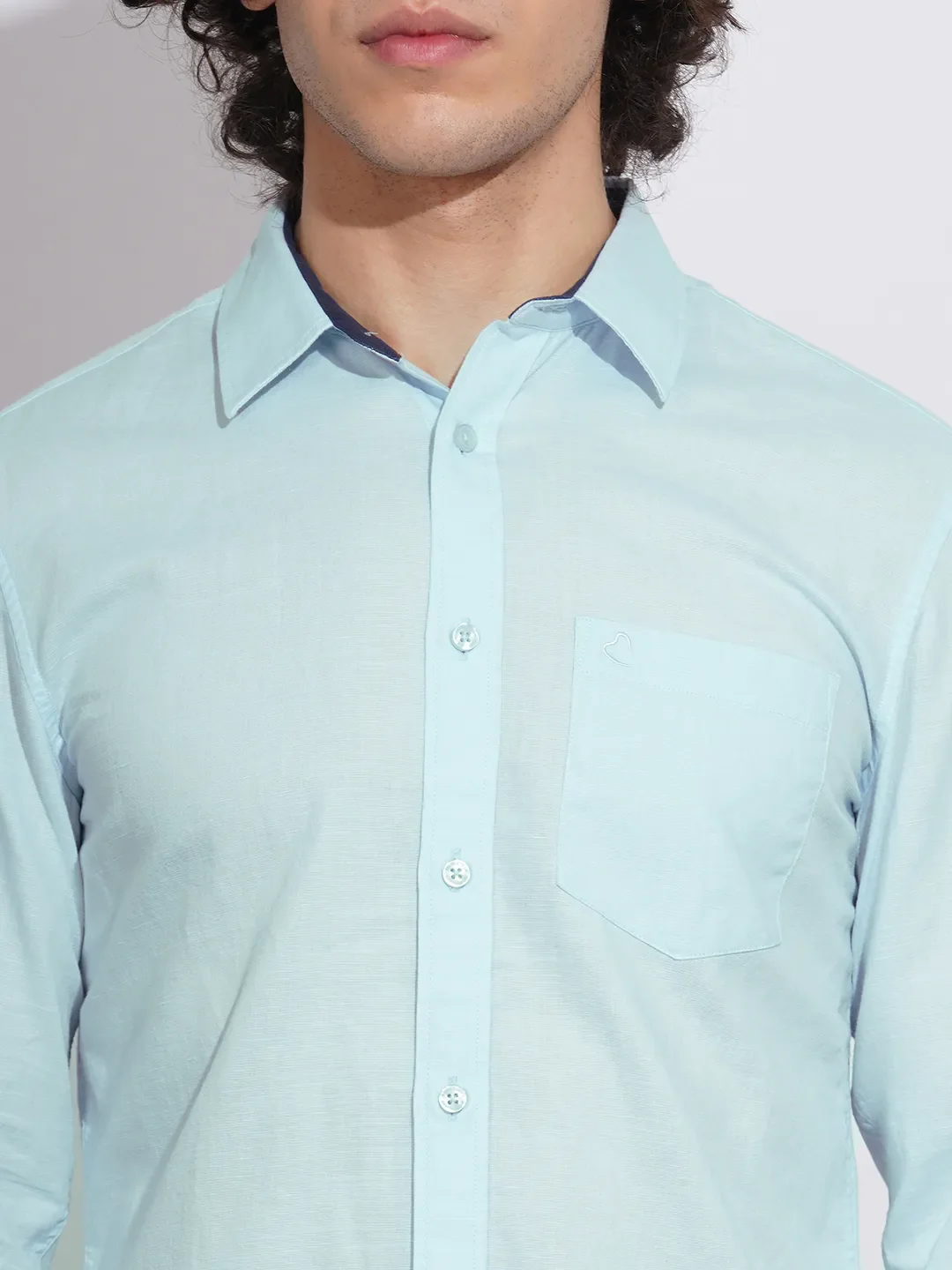Light Blue Moderno Fit Regular Collar Men's Shirt by Being Human Clothing - Image 5