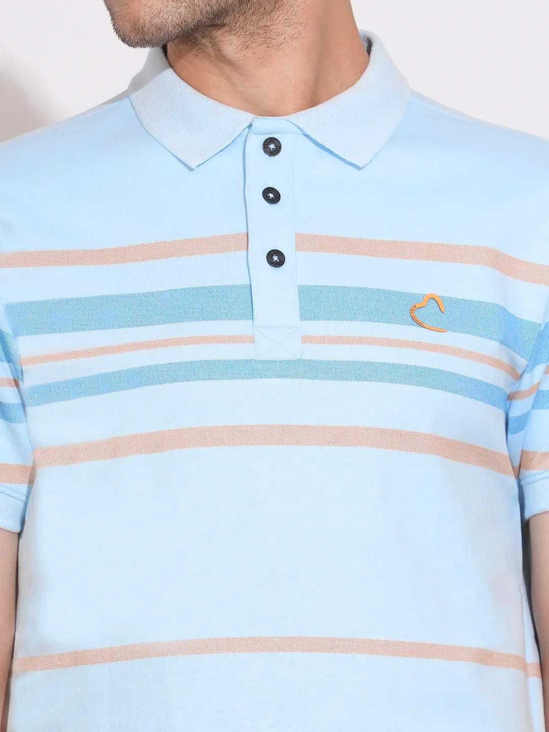 Light Blue Regular Fit Men's Polo T-Shirt by Being Human Clothing - Image 5