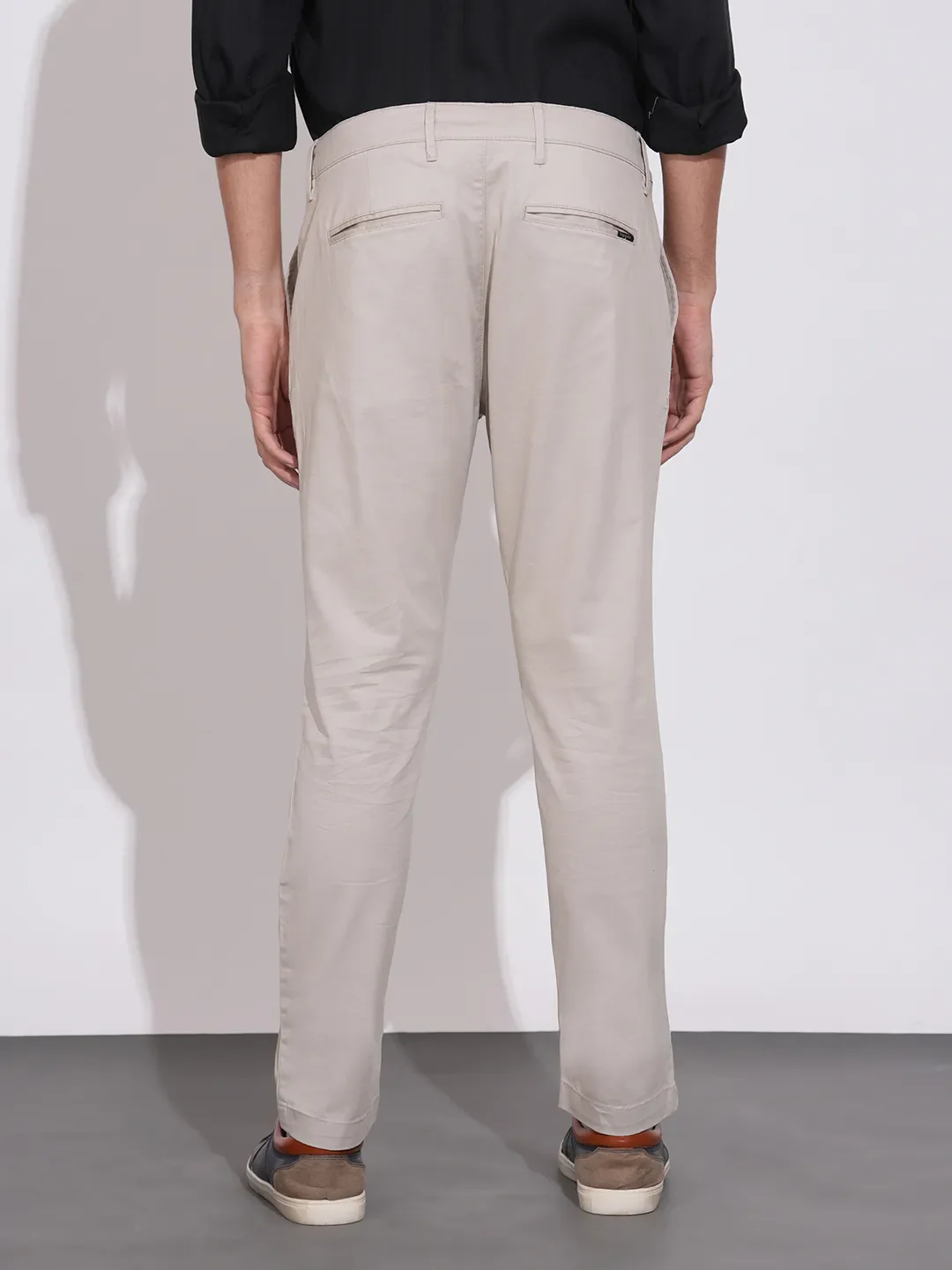 Grey Slim Fit Cotton Blend Men's Chinos by Being Human Clothing - Image 3