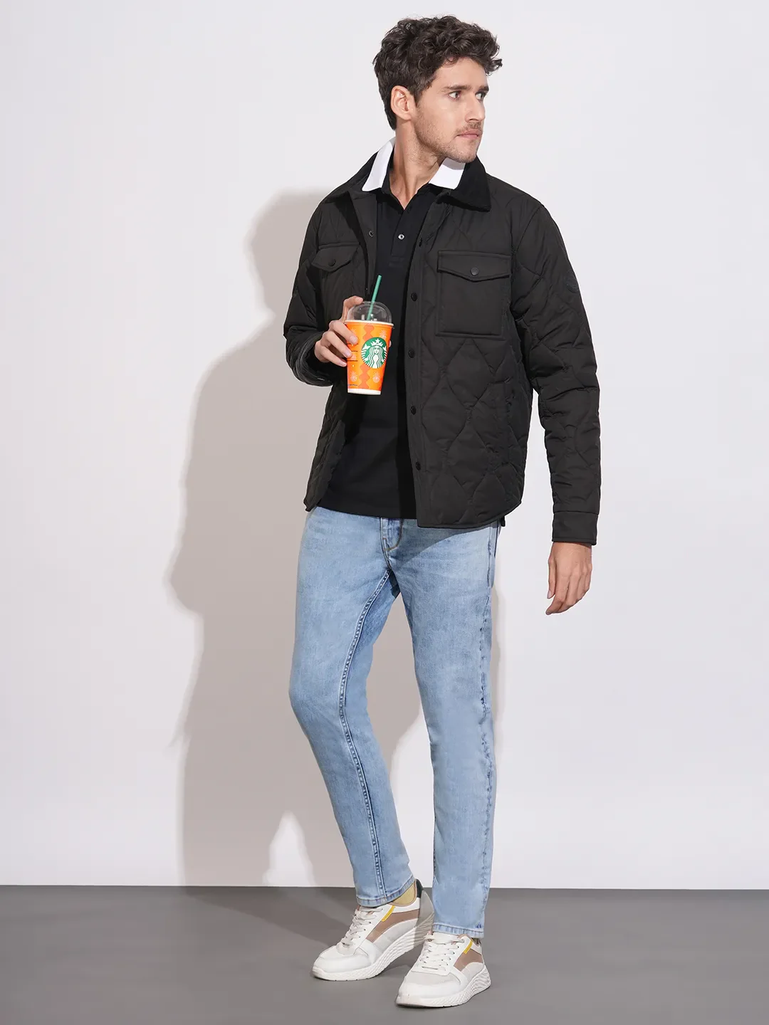 Blue Cropped Fit Cotton Blend Men's Denims by Being Human Clothing - Image 4