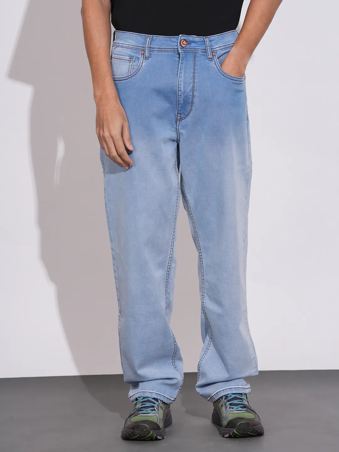 Light Blue Skinny Fit Denims For Men By Being Human Clothing