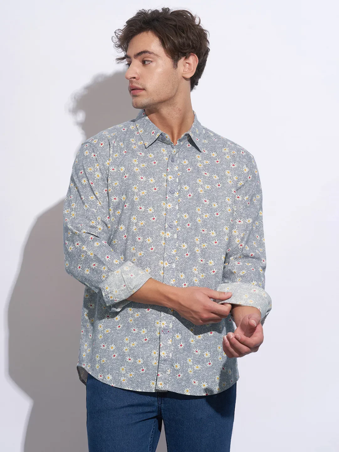 Purple Moderno Fit Regular Collar Long Sleeves Cotton Men's Shirt by Being Human Clothing