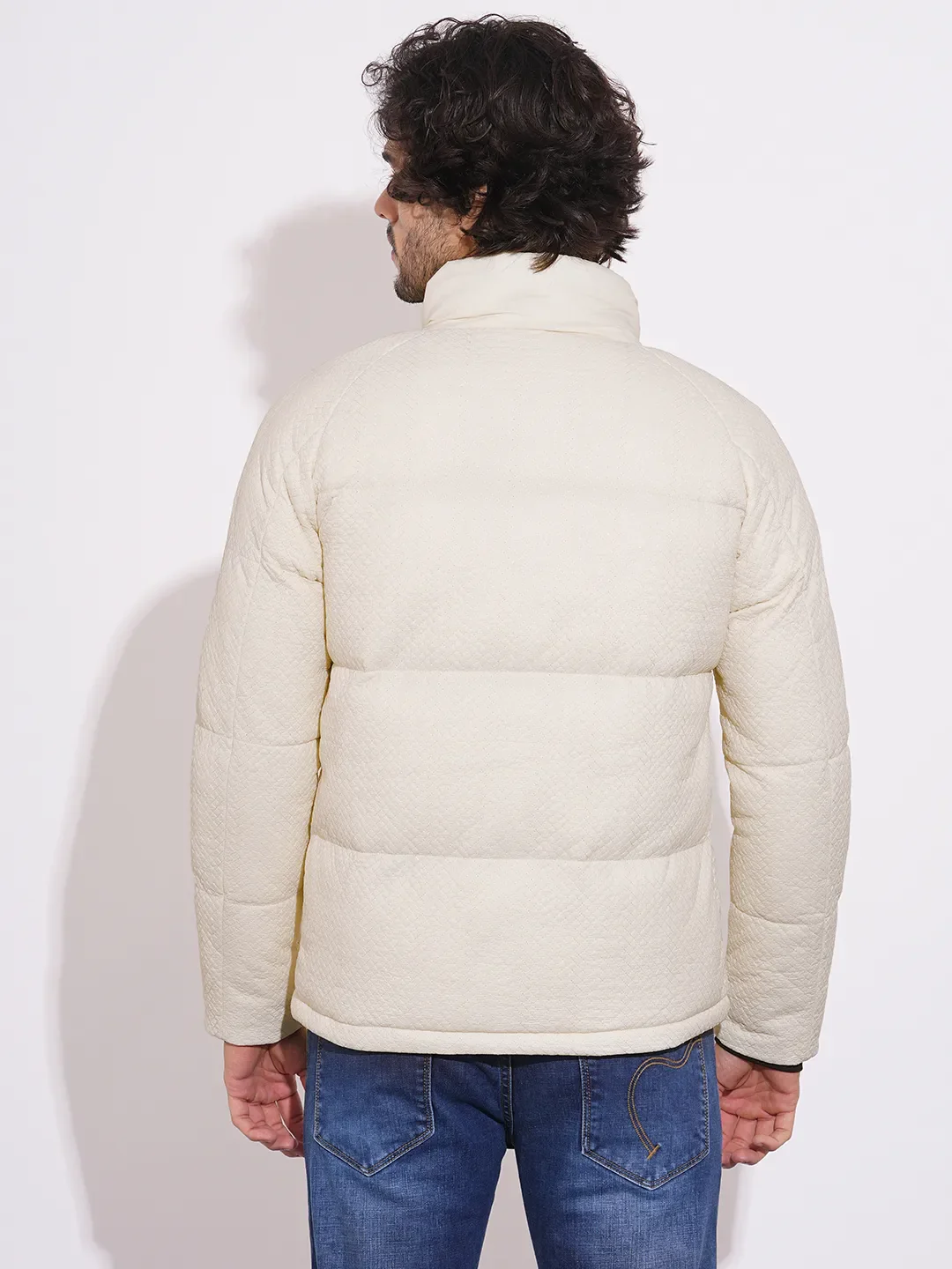 Beige Regular Fit Men's Jacket by Being Human Clothing - Image 3