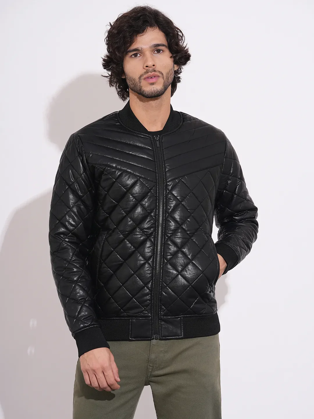 Black Regular Fit Men's Jacket by Being Human Clothing