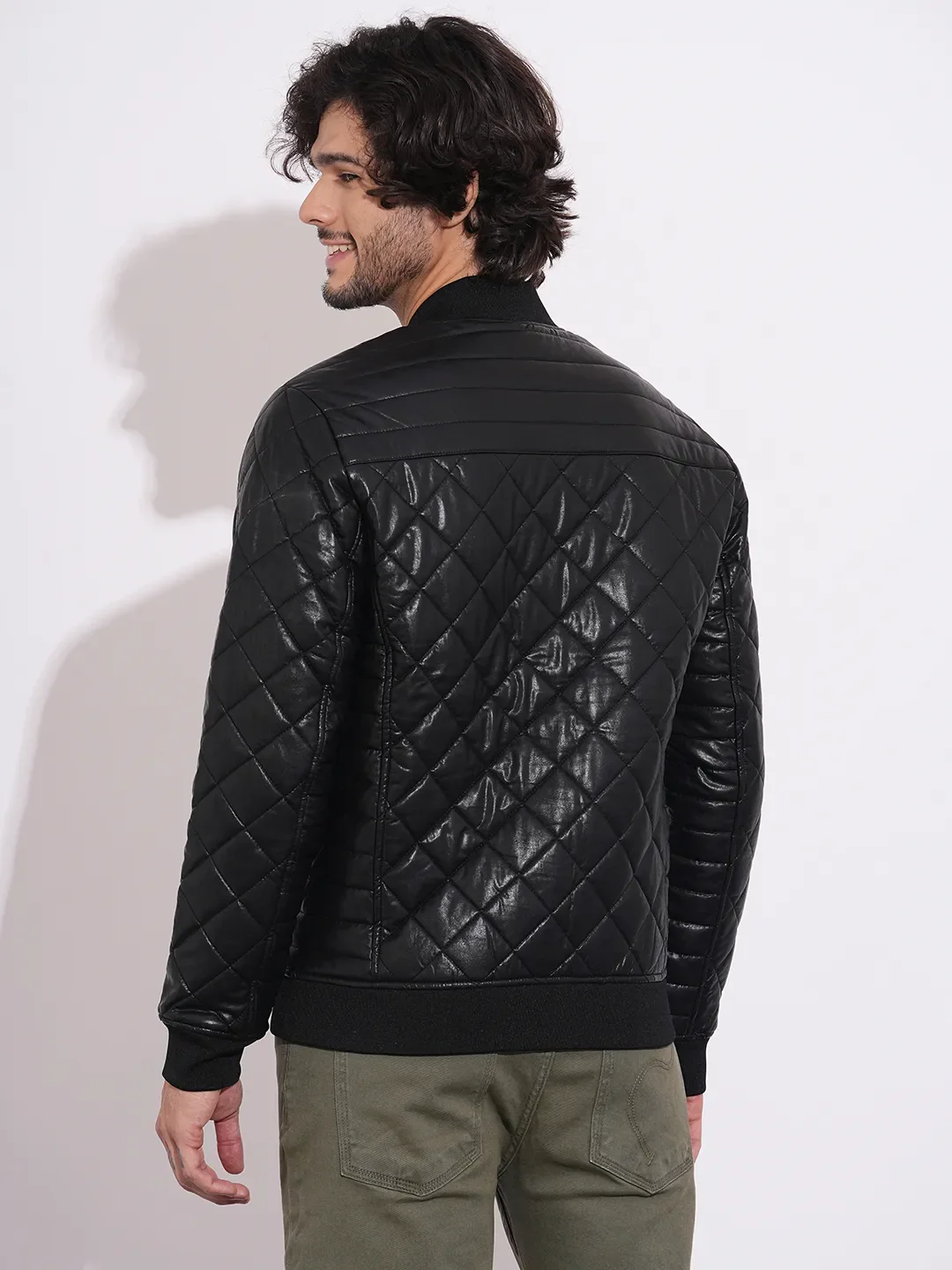 Black Regular Fit Men's Jacket by Being Human Clothing - Image 3