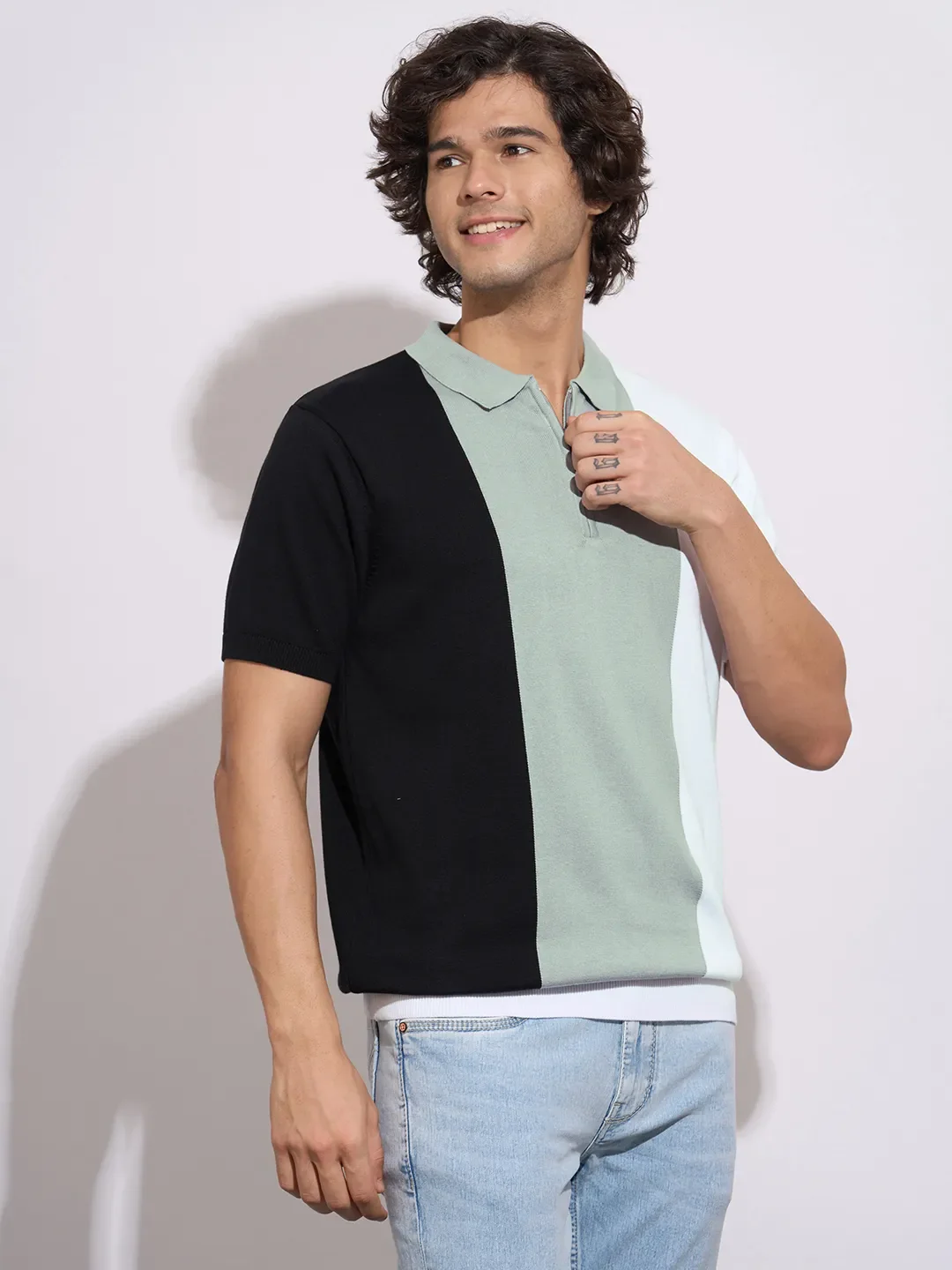 Black Regular Fit Men's Polo T-Shirt by Being Human Clothing - Image 2