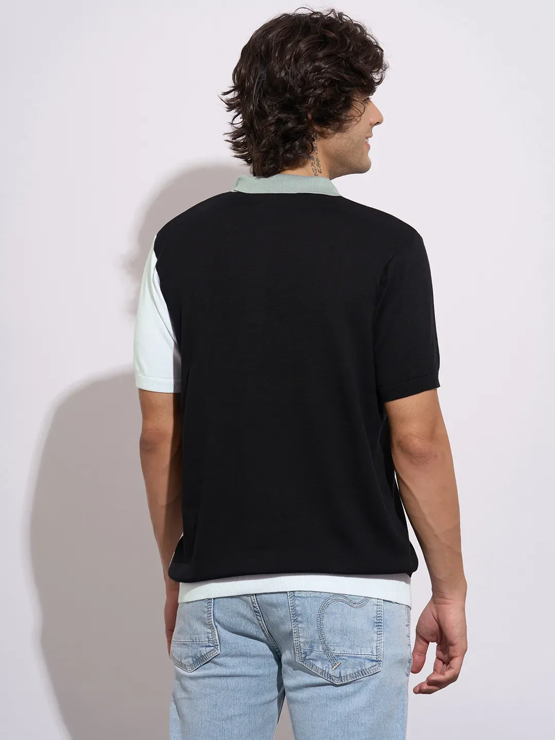 Black Regular Fit Men's Polo T-Shirt by Being Human Clothing - Image 3