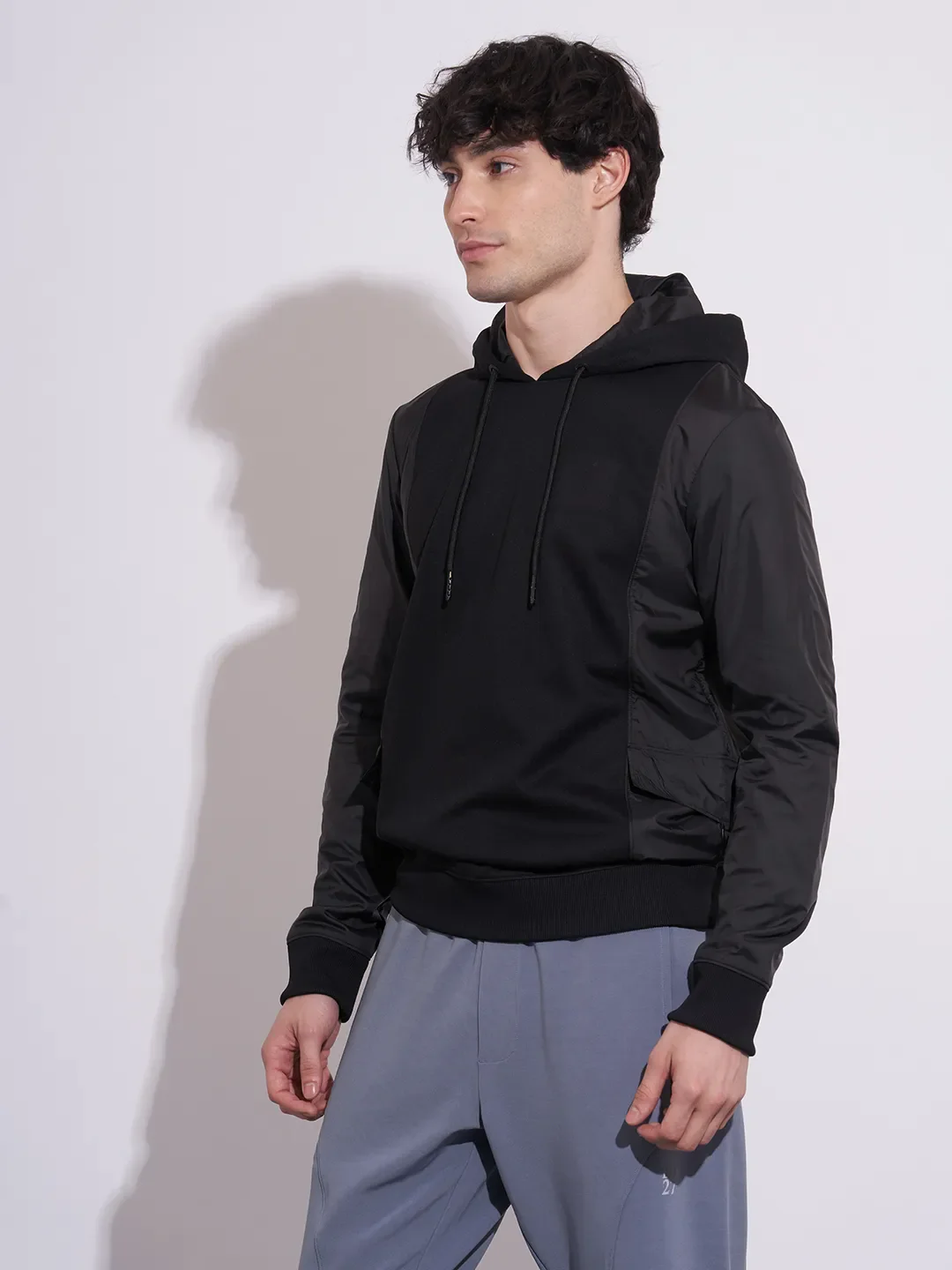 Black Regular Fit  Long Sleeves Men's Hoodie by Being Human Clothing - Image 2