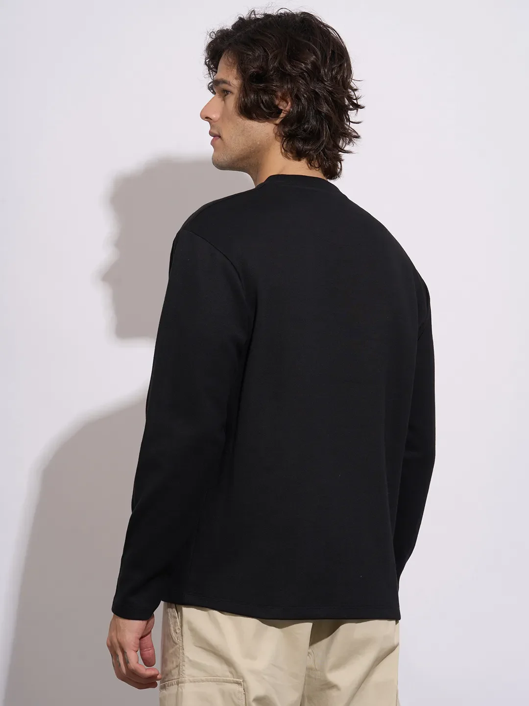 Black Easy Fit Men's Long Sleeves T-Shirt by Being Human Clothing - Image 3