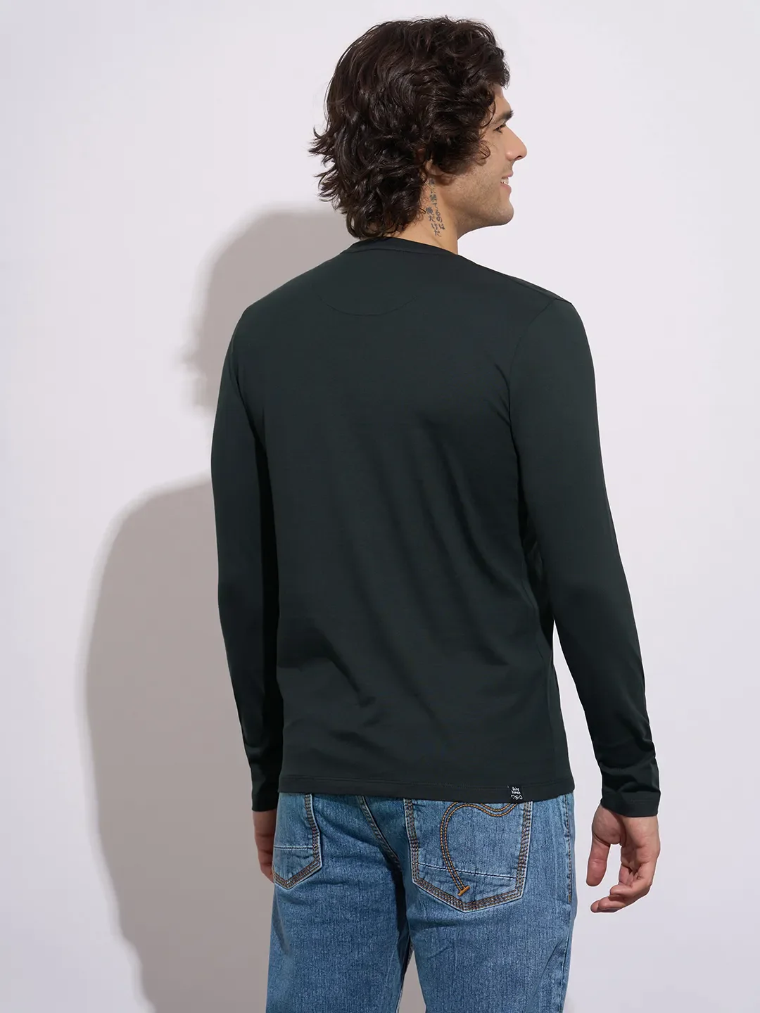 Black Moderno Fit Round Neck Men's T-Shirt by Being Human Clothing - Image 3