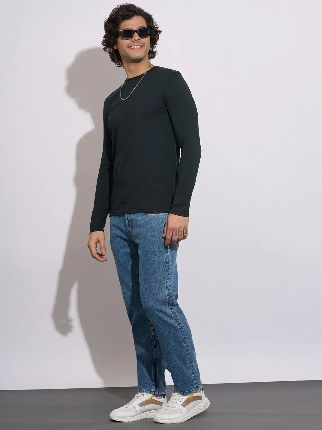 Black Moderno Fit Round Neck Men's T-Shirt by Being Human Clothing - Image 4