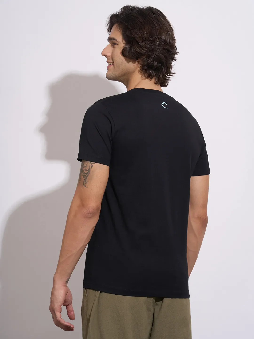 Black Regular Fit Round Neck Men's T-Shirt by Being Human Clothing - Image 3