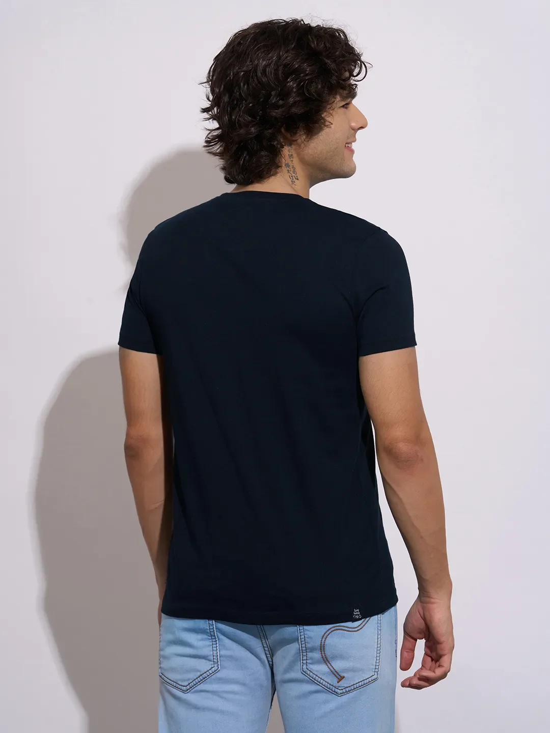 Black Moderno Fit Round Neck Men's T-Shirt by Being Human Clothing - Image 3