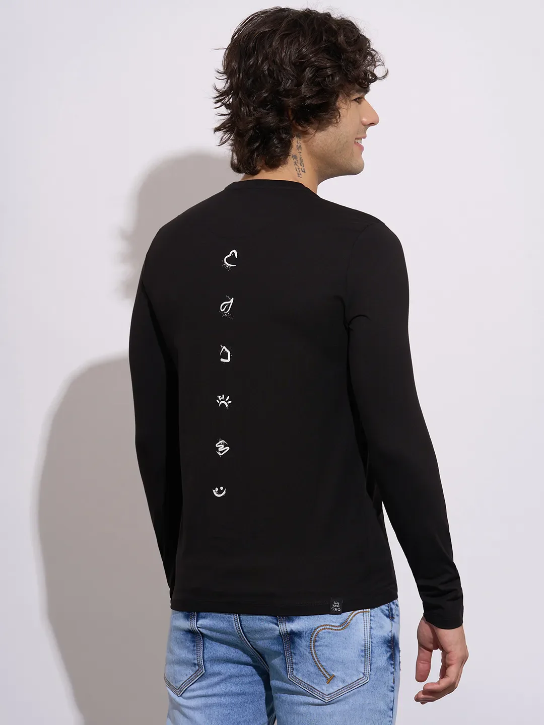 Black Moderno Fit Round Neck Men's T-Shirt by Being Human Clothing - Image 3