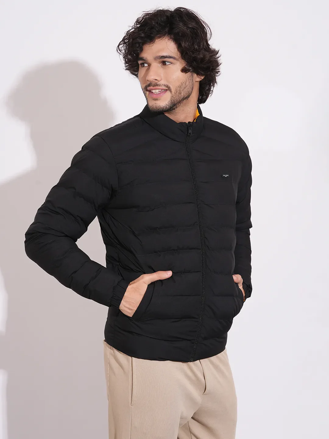 Black Regular Fit Long Sleeves Polyester Men's Jacket by Being Human Clothing - Image 3