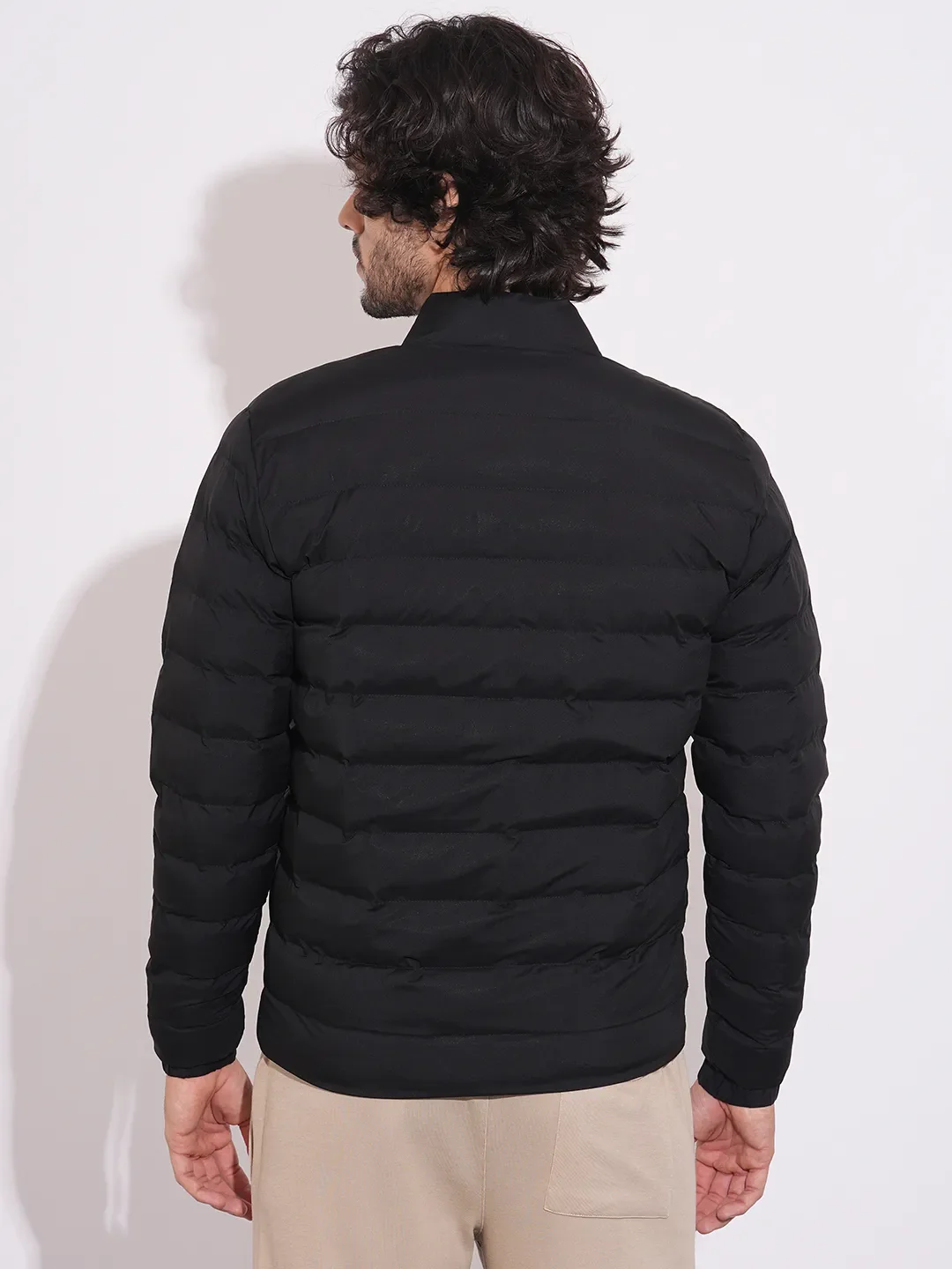 Black Regular Fit Long Sleeves Polyester Men's Jacket by Being Human Clothing - Image 4