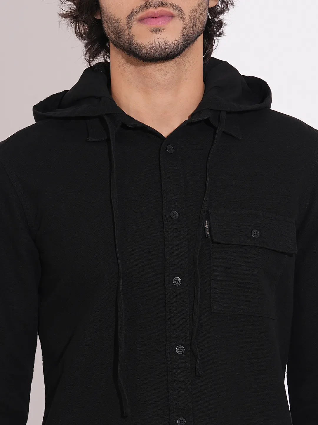 Black Moderno Fit Regular Collar Long Sleeves Cotton Men's Shirt by Being Human Clothing - Image 5
