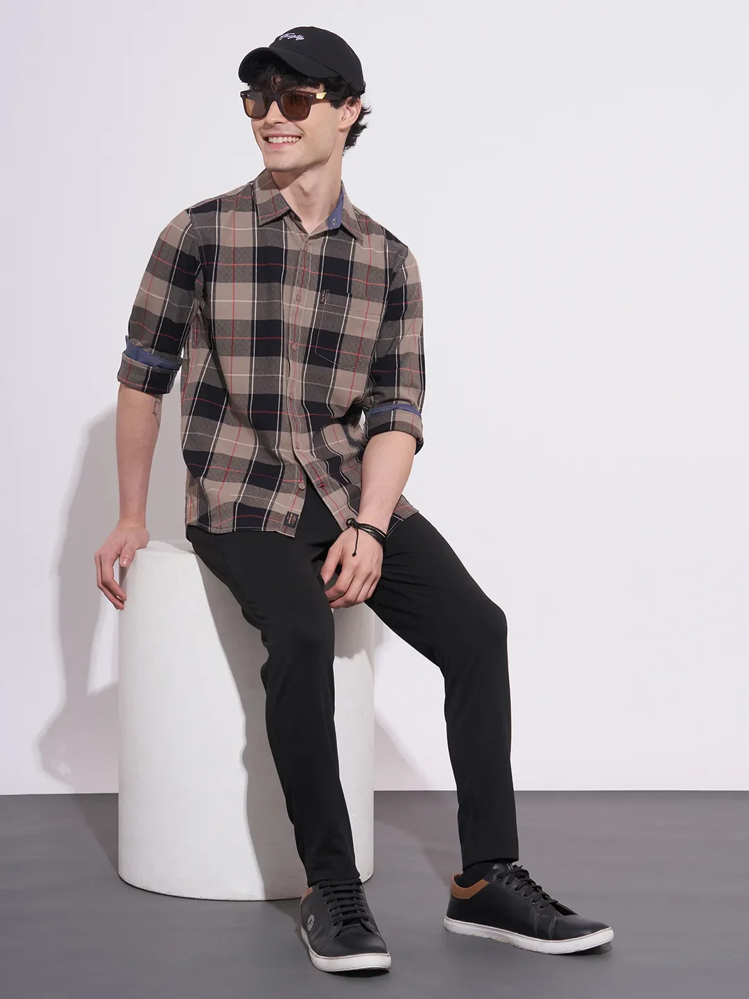 Black Cropped Fit Chinos For Men By Being Human Clothing - Image 4