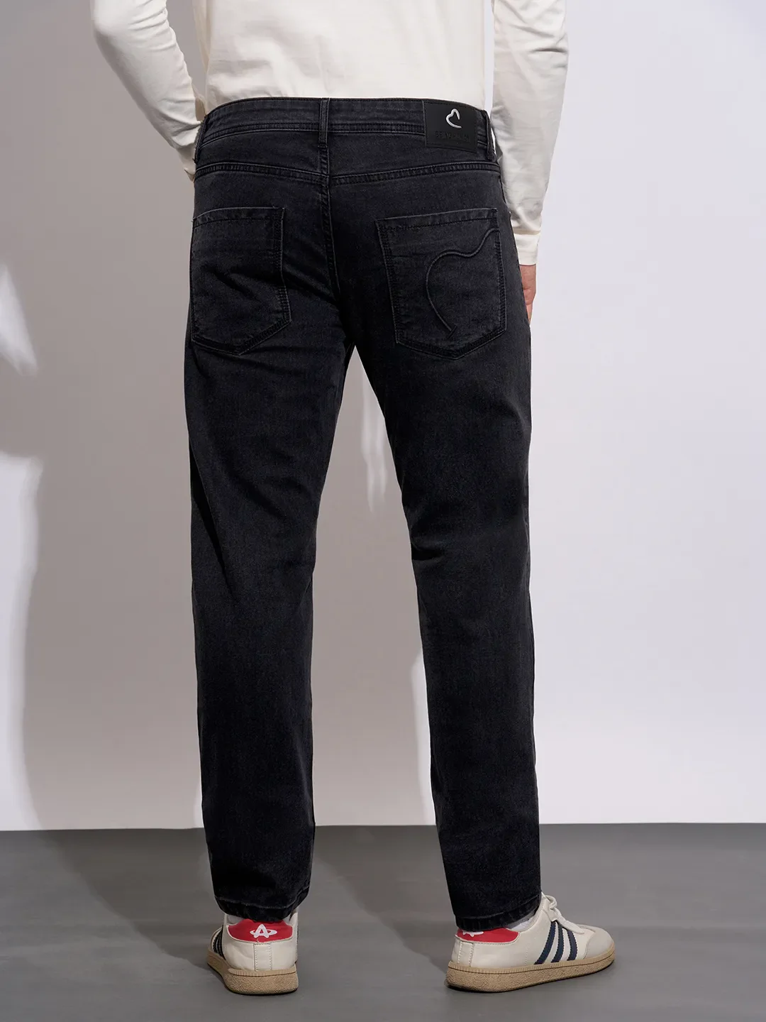 Black Slim Fit Denims For Men By Being Human Clothing - Image 3