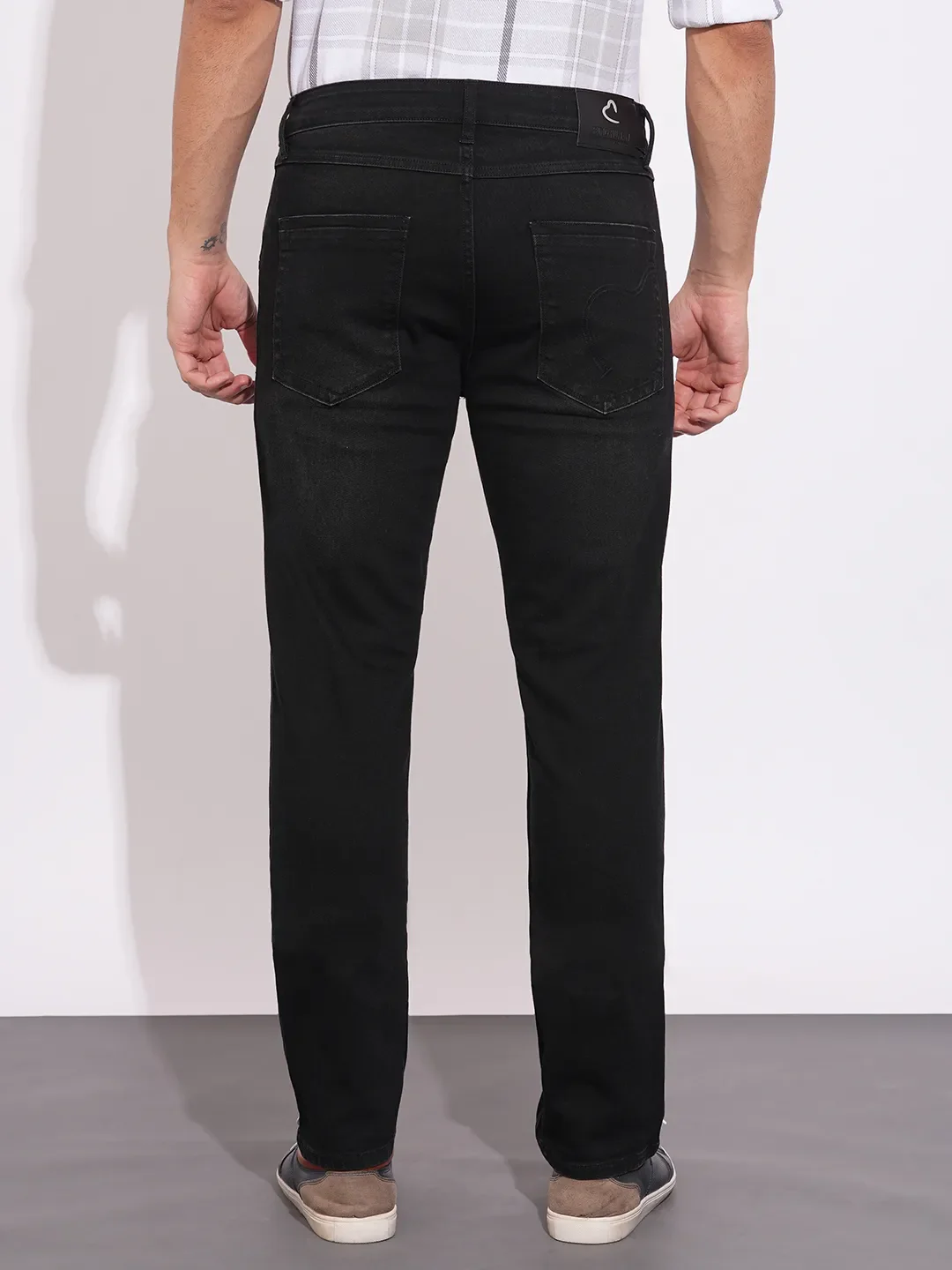 Black Straight Fit Denims For Men By Being Human Clothing - Image 3