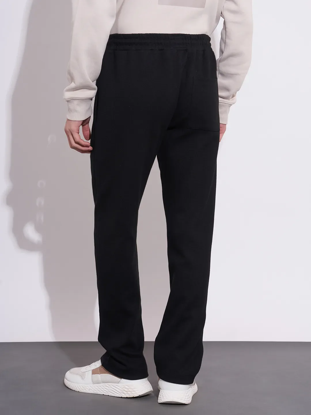 Black Regular Fit Track Pants For Men By Being Human Clothing - Image 3