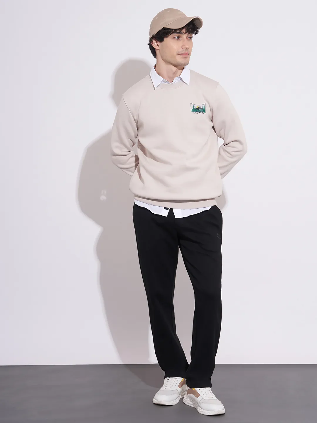 Black Regular Fit Track Pants For Men By Being Human Clothing - Image 4