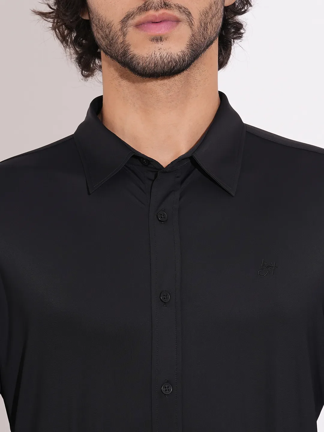 Black Regular Fit Regular Collar Men's Shirt by Being Human Clothing - Image 5