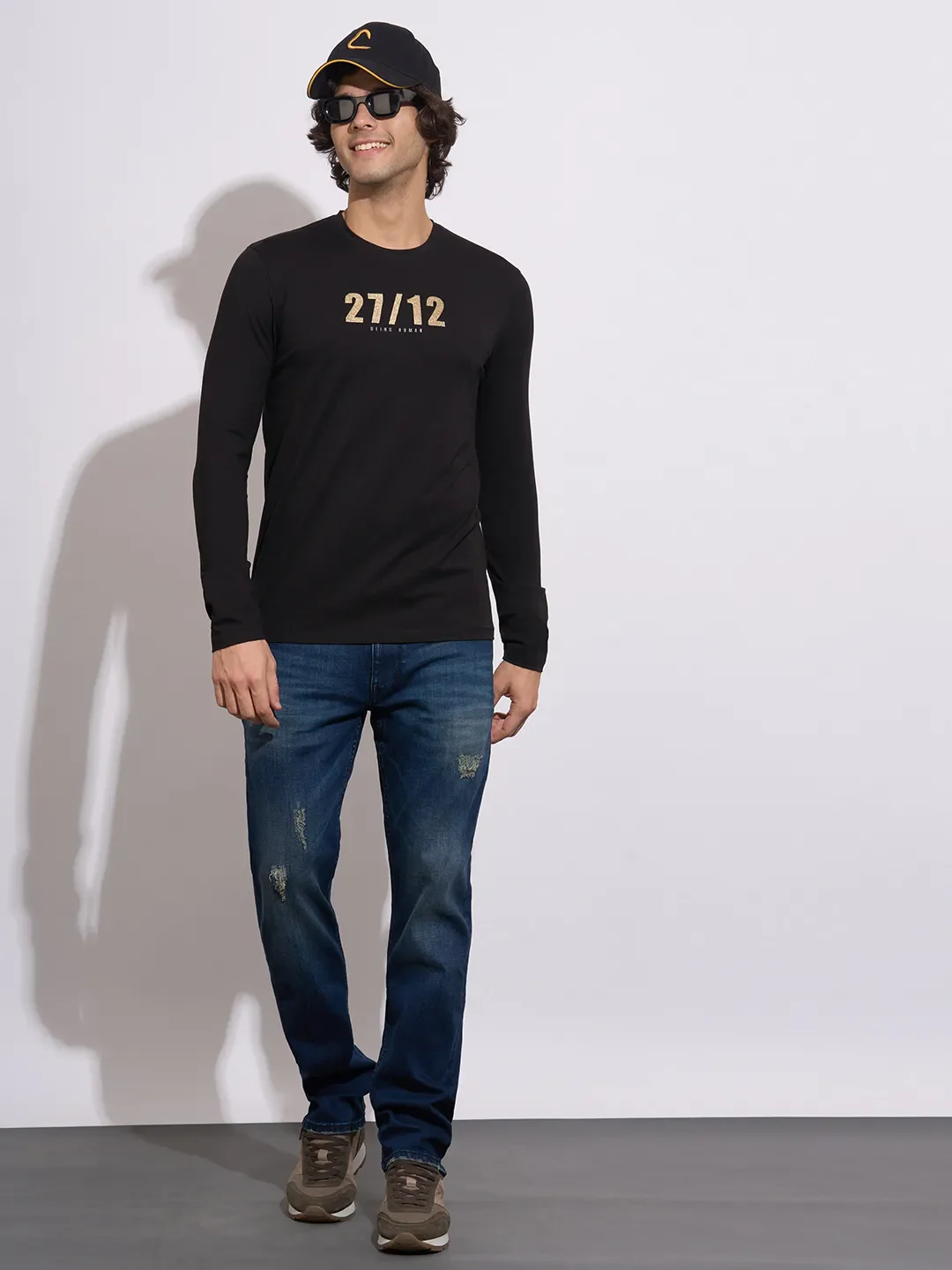 Black Moderno Fit Round Neck Men's T-Shirt by Being Human Clothing - Image 4