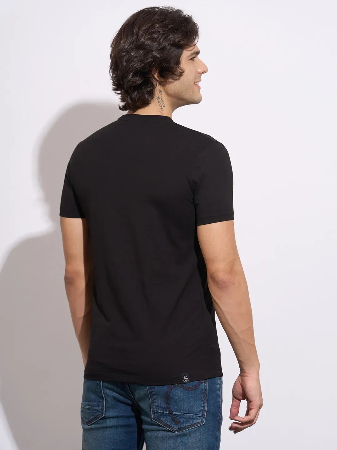 Black Moderno Fit Round Neck Men's T-Shirt by Being Human Clothing - Image 3