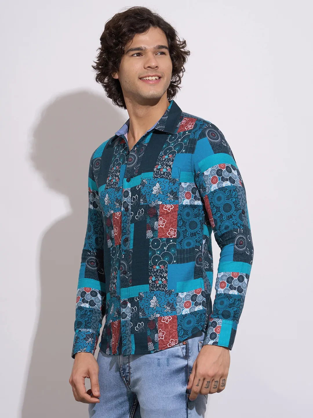 Blue Regular Fit Regular Collar Men's Shirt by Being Human Clothing - Image 2