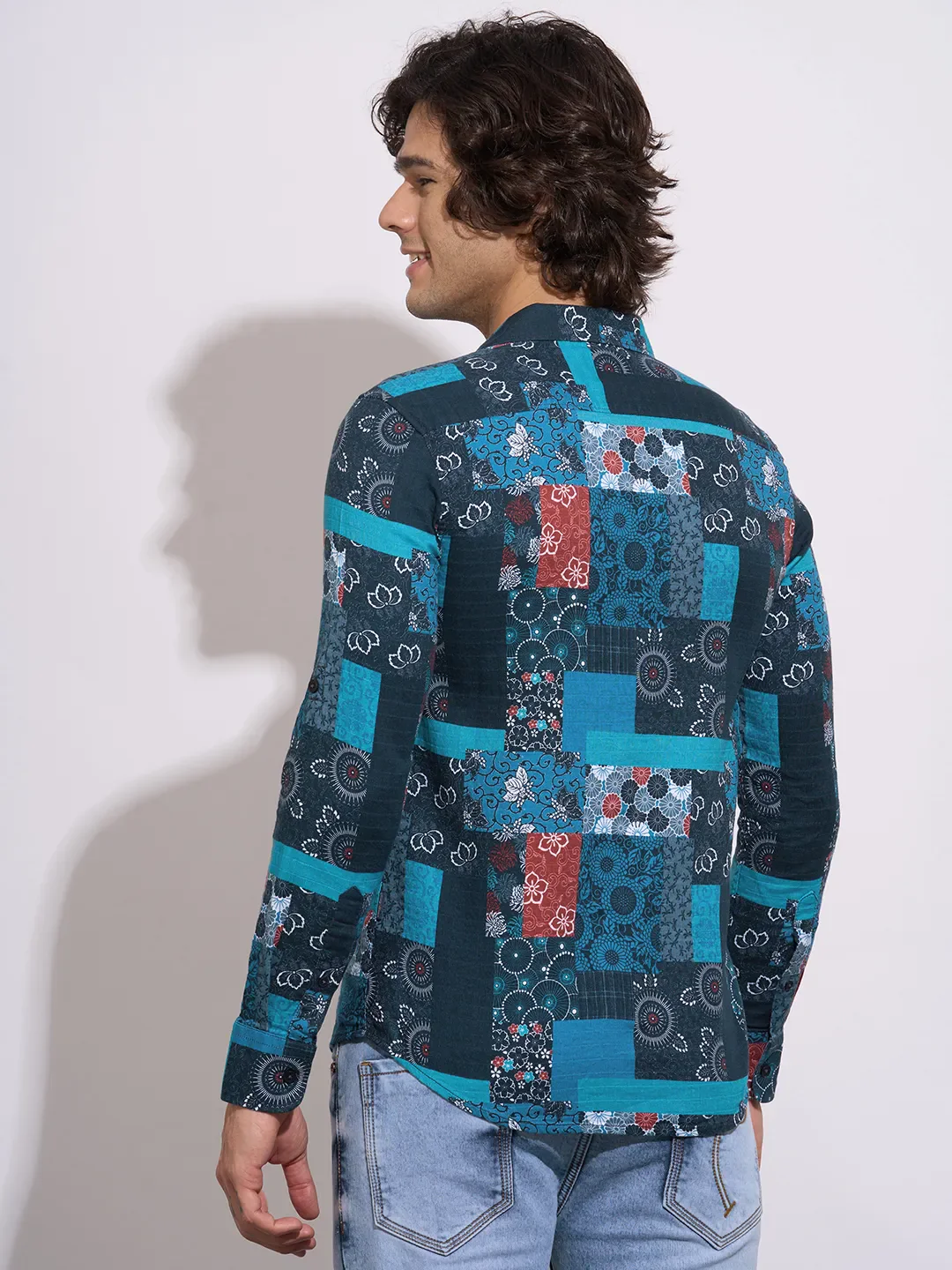 Blue Regular Fit Regular Collar Men's Shirt by Being Human Clothing - Image 3