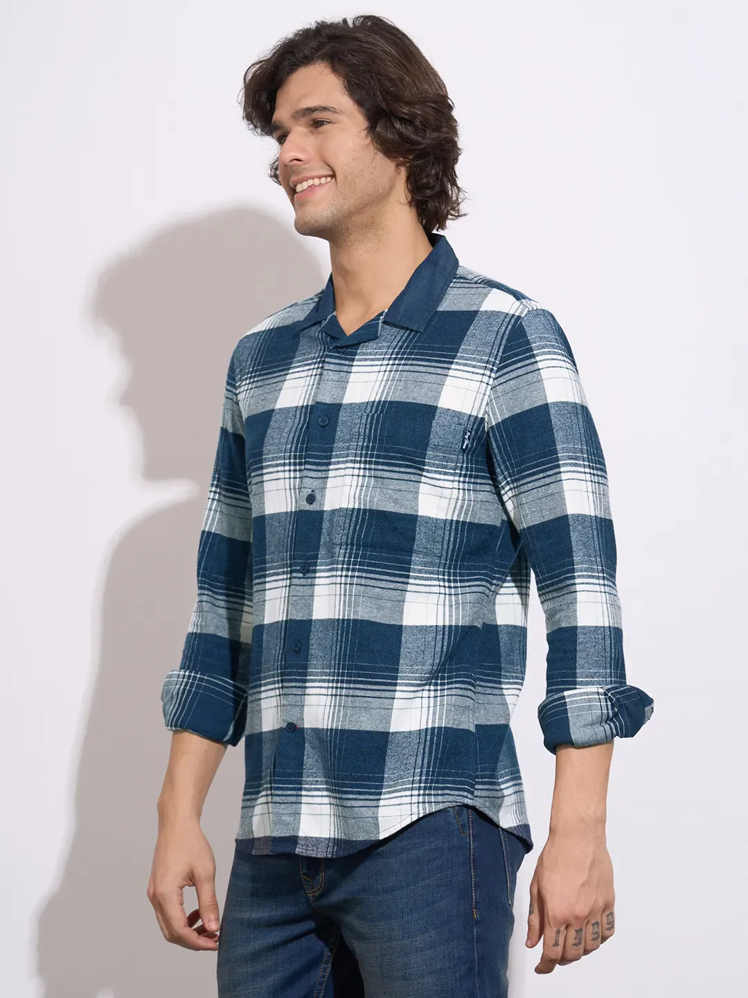 Blue Regular Fit Regular Collar Men's Shirt by Being Human Clothing - Image 2
