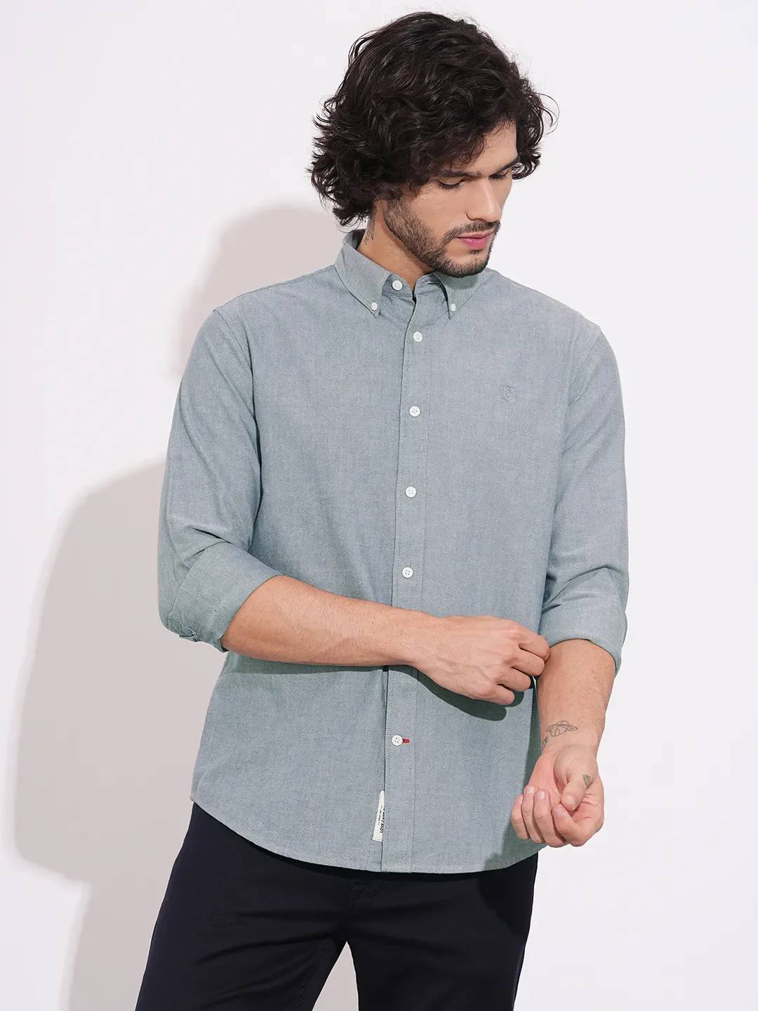 Navy Regular Fit Regular Collar Men's Shirt by Being Human Clothing