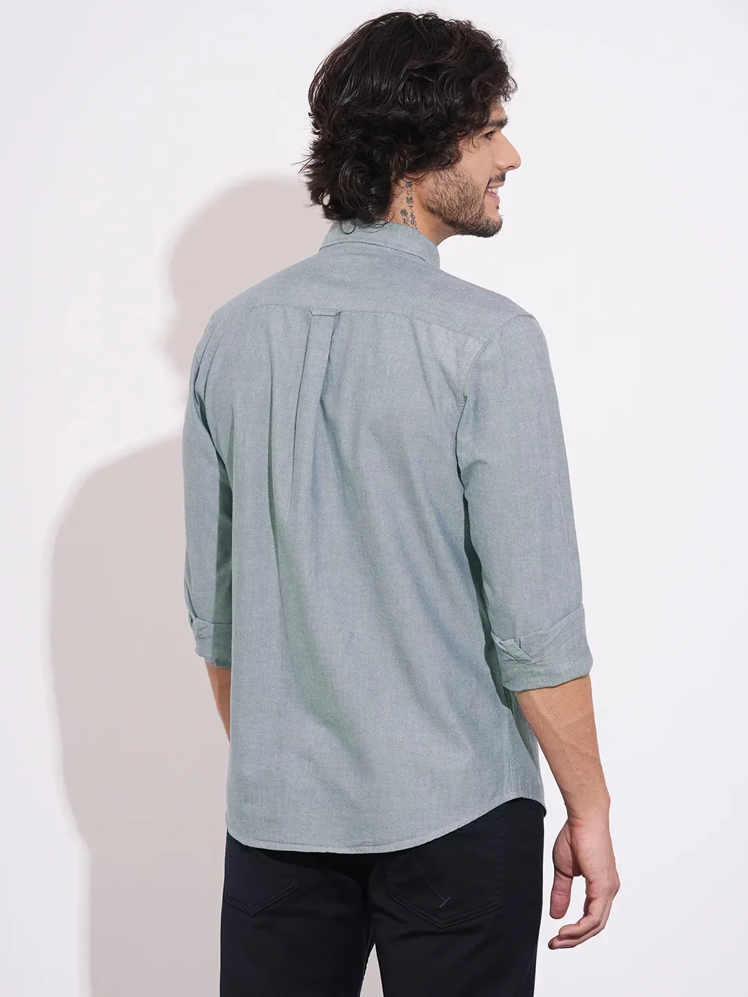 Navy Regular Fit Regular Collar Men's Shirt by Being Human Clothing - Image 3