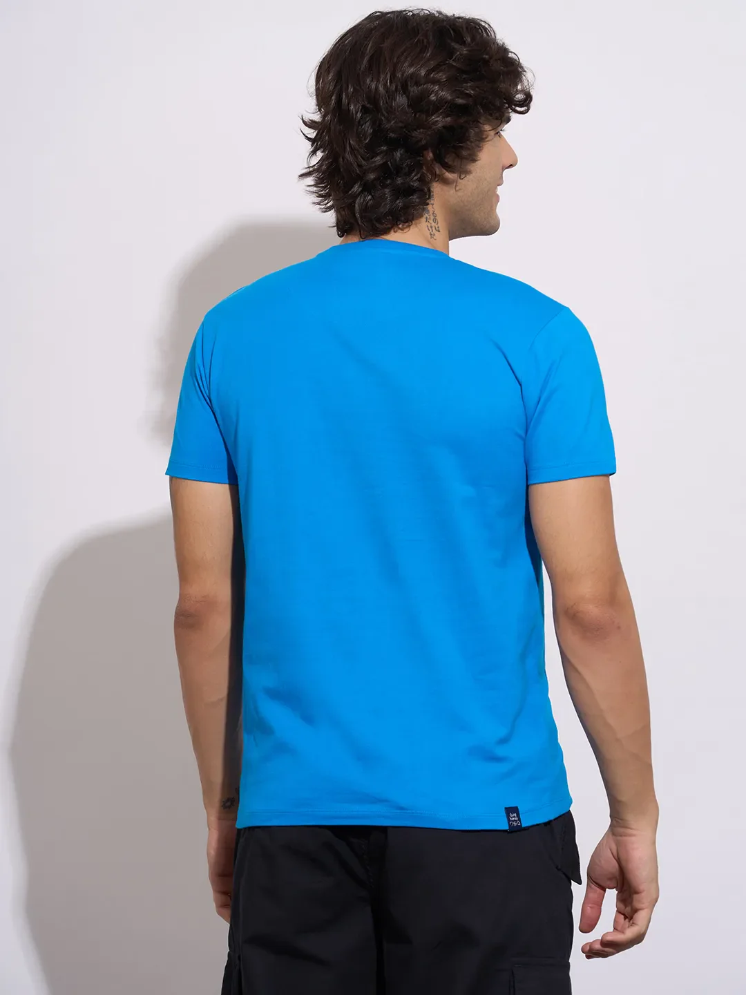 Blue Regular Fit Round Neck Men's T-Shirt by Being Human Clothing - Image 3
