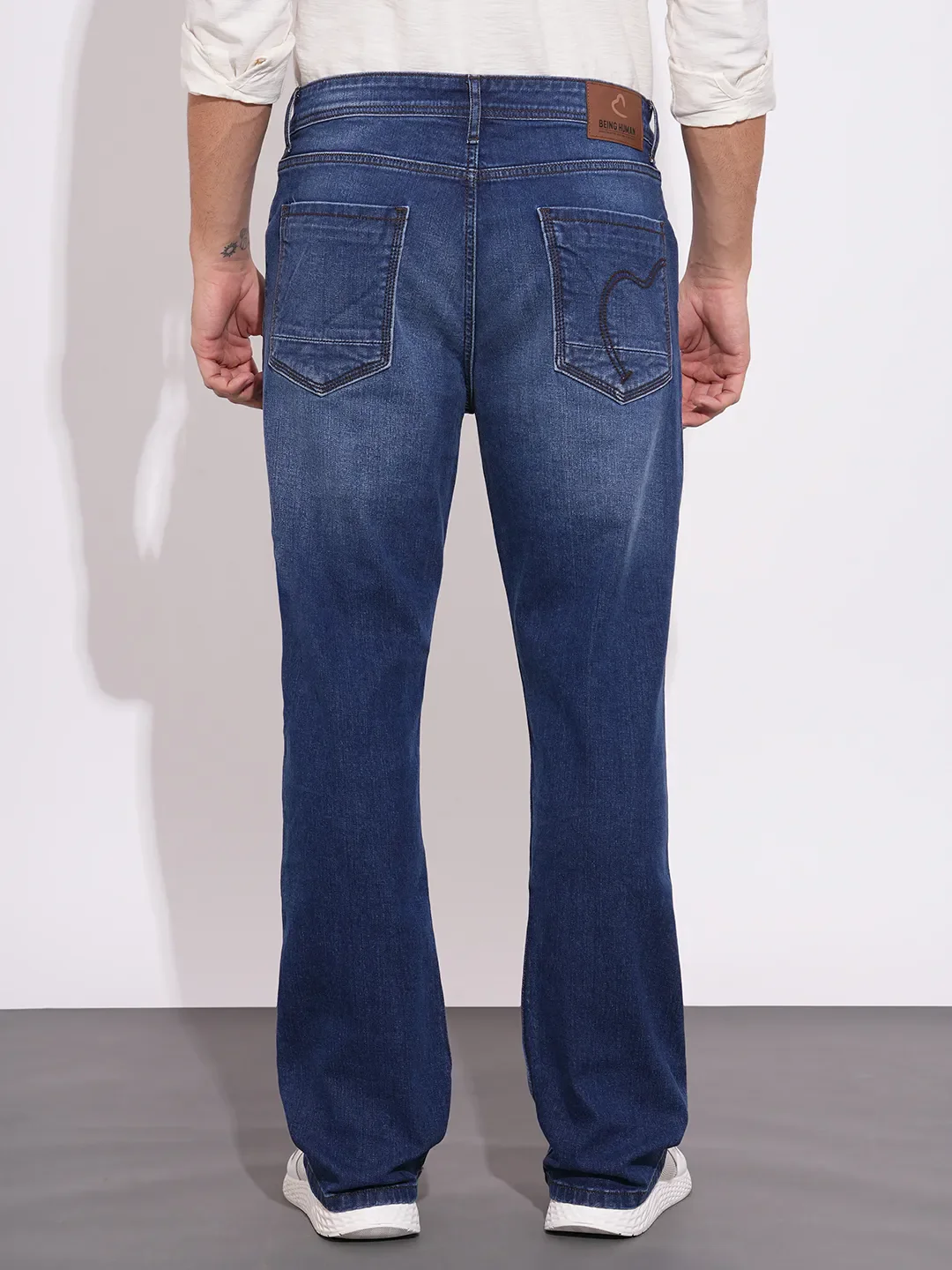 Dark Blue Slim Fit Denims For Men By Being Human Clothing - Image 3