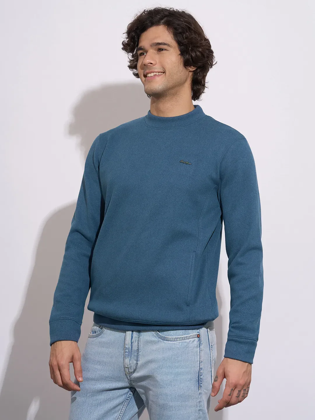 Blue Regular Fit Round Neck Long Sleeves Men's Sweatshirt by Being Human Clothing - Image 2