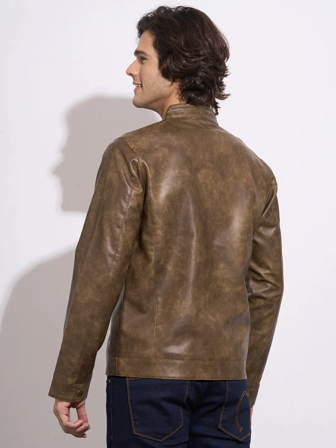 Brown Regular Fit Men's Jacket by Being Human Clothing - Image 3