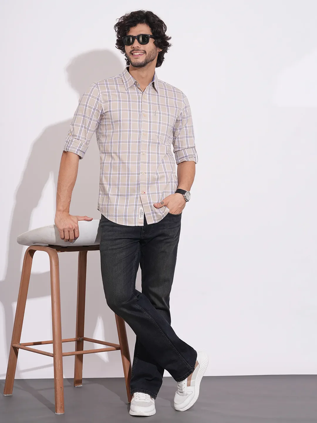Brown Regular Fit Regular Collar Men's Shirt by Being Human Clothing - Image 4