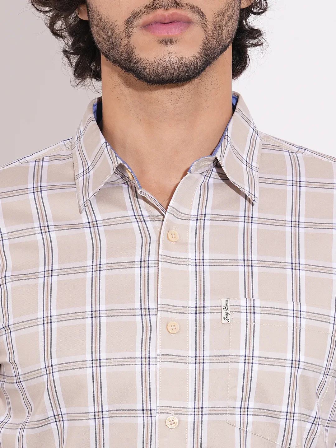 Brown Regular Fit Regular Collar Men's Shirt by Being Human Clothing - Image 5