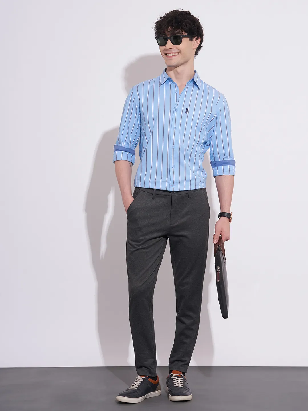 Grey Slim Fit Chinos For Men By Being Human Clothing - Image 4
