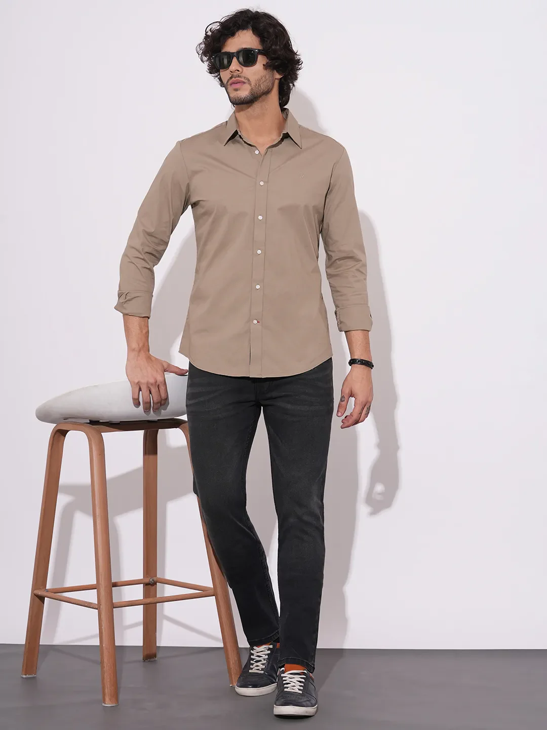 Grey Straight Fit Cotton Blend Men's Denims by Being Human Clothing - Image 4