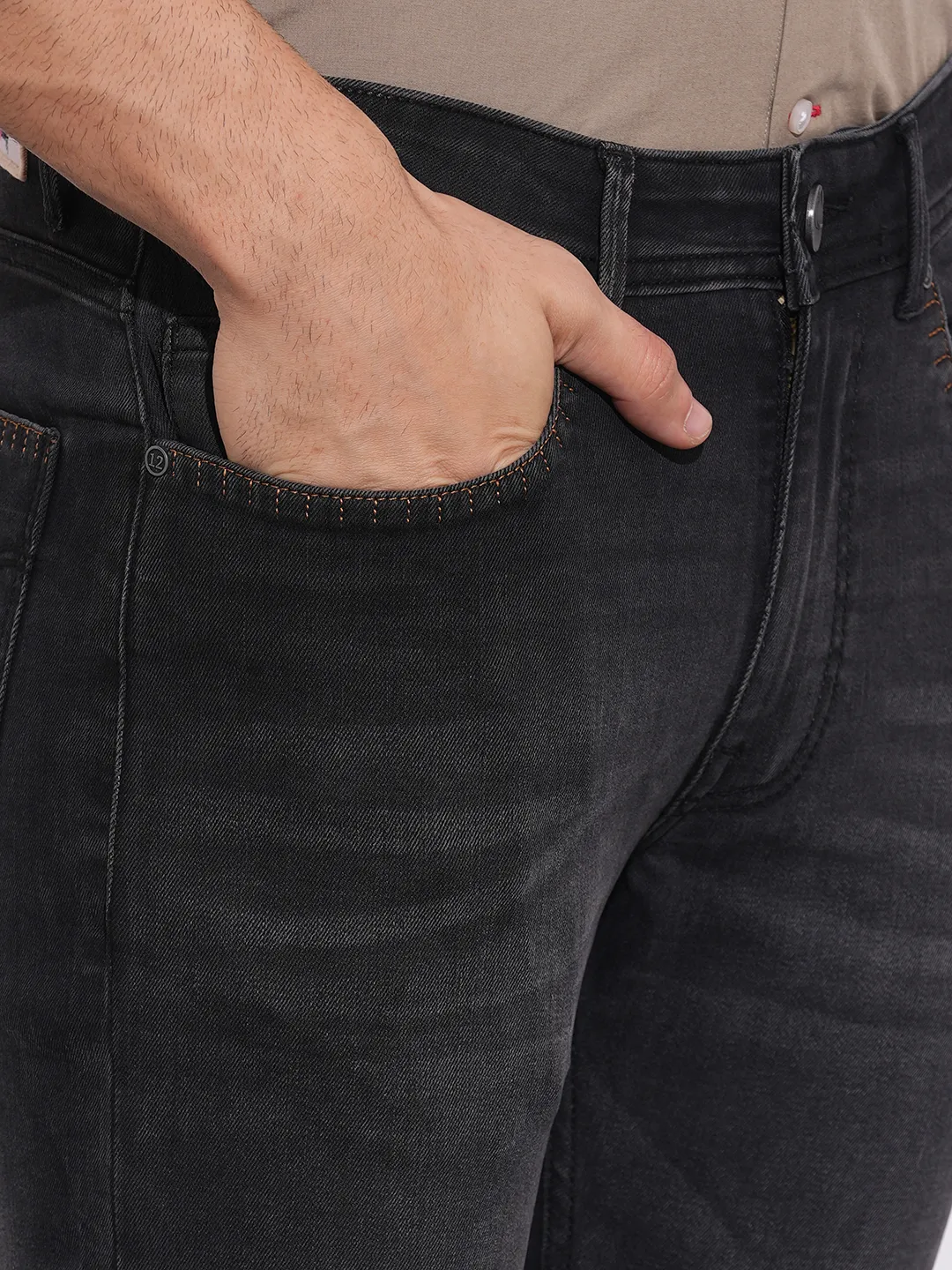 Grey Straight Fit Cotton Blend Men's Denims by Being Human Clothing - Image 5