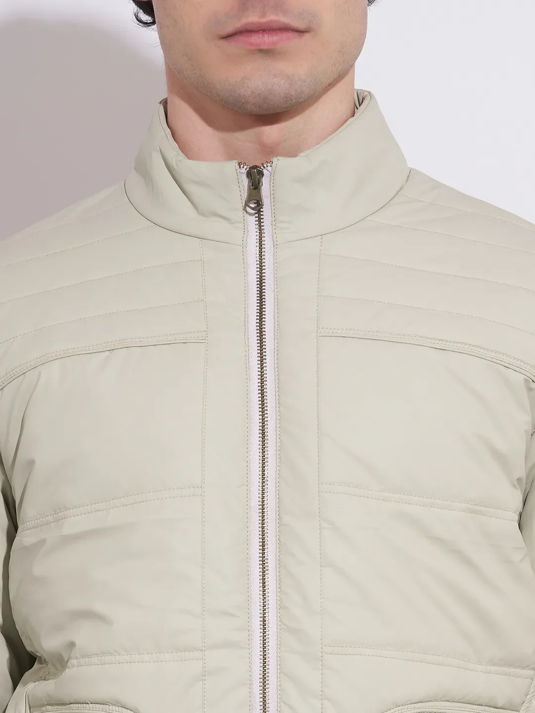 Beige Regular Fit Long Sleeves Polyester Men's Jacket by Being Human Clothing - Image 5