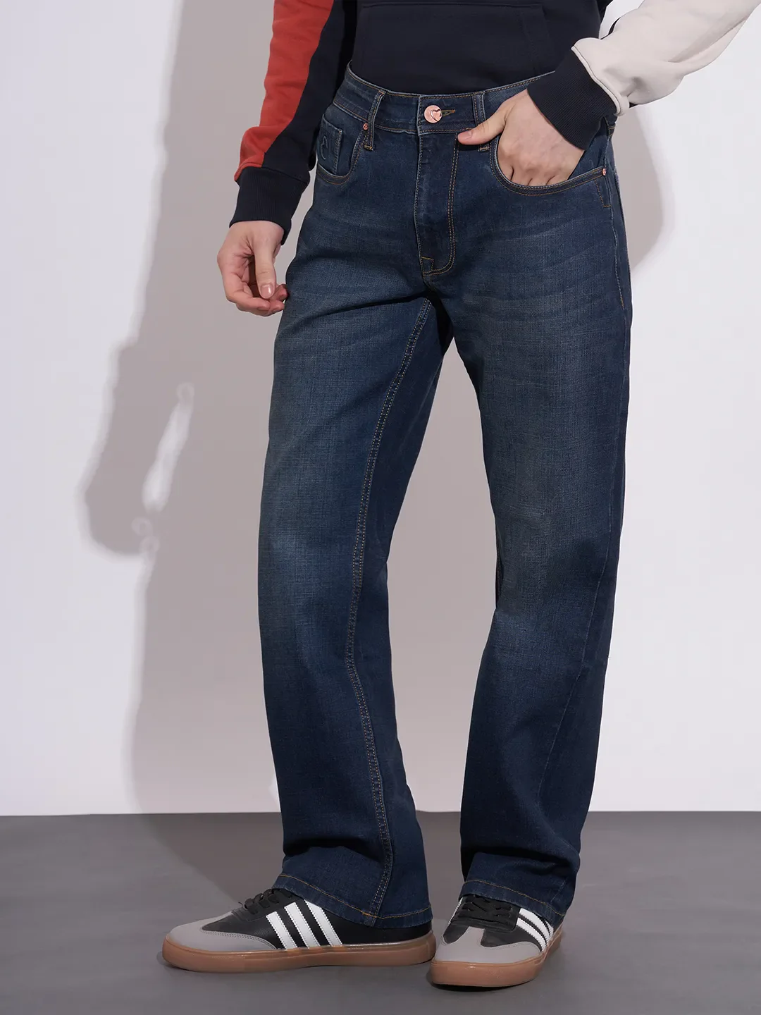Dark Blue Boot Cut Fit Denims For Men By Being Human Clothing - Image 2